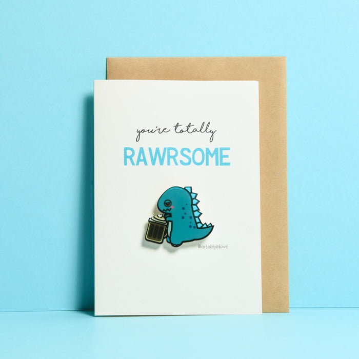 Rawrsome Pin Badge Card