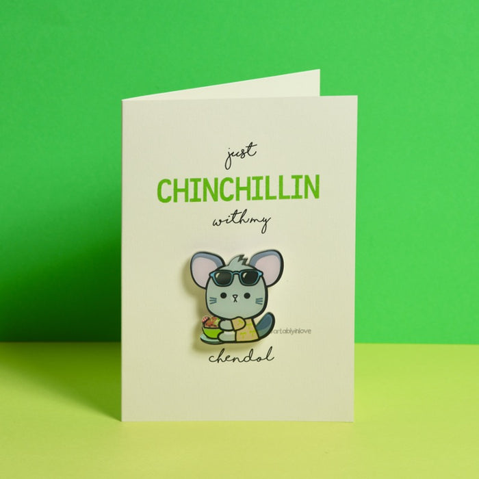 Chinchillin Pin Badge Card